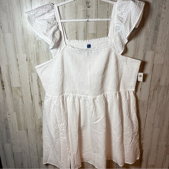 Old Navy Dresses & Skirts - Old Navy Dress Womens 4X White Peasant BabyDoll Ruffle Smocked Lined NWT!